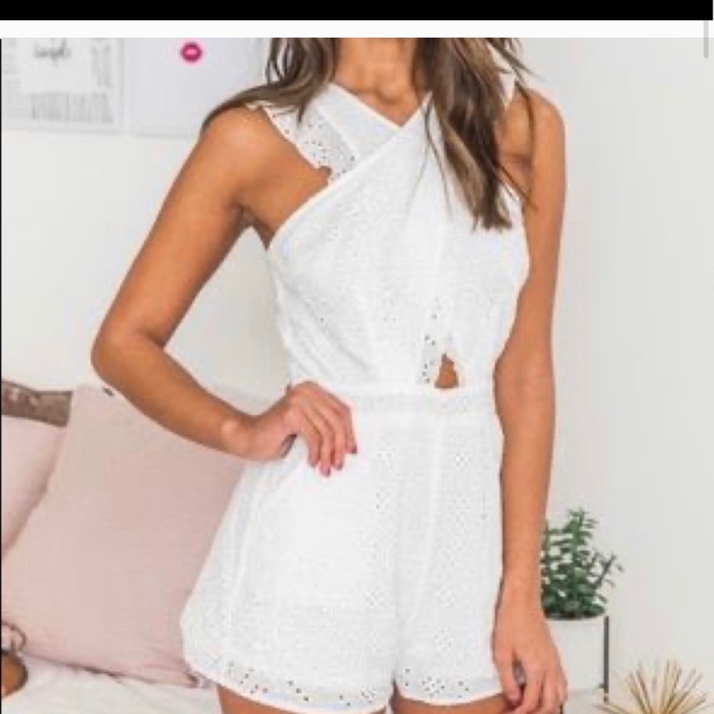 White eyelet romper